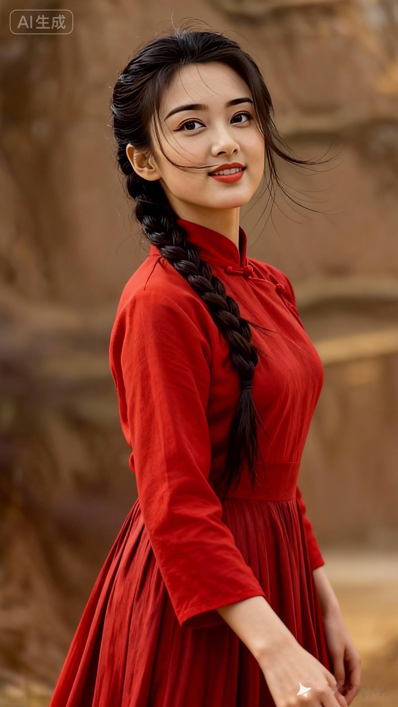 红衣少女，古风韵味，优雅动人！