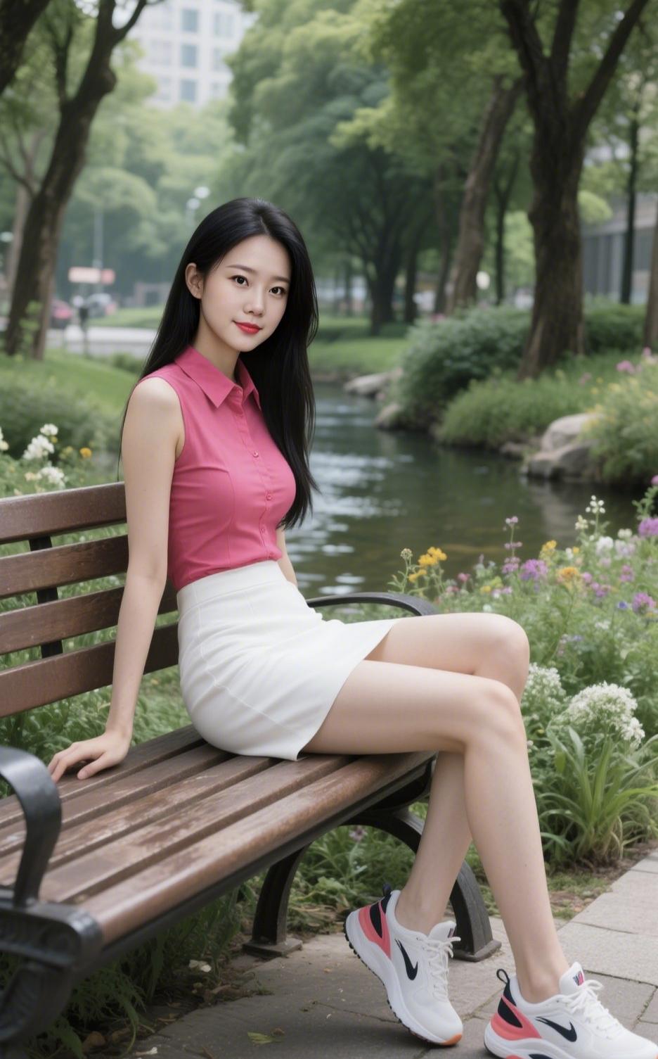 《公园小坐》浓荫织就清凉境，曲水潺湲绕岸流。万紫千红开烂漫，一川翠色漫汀