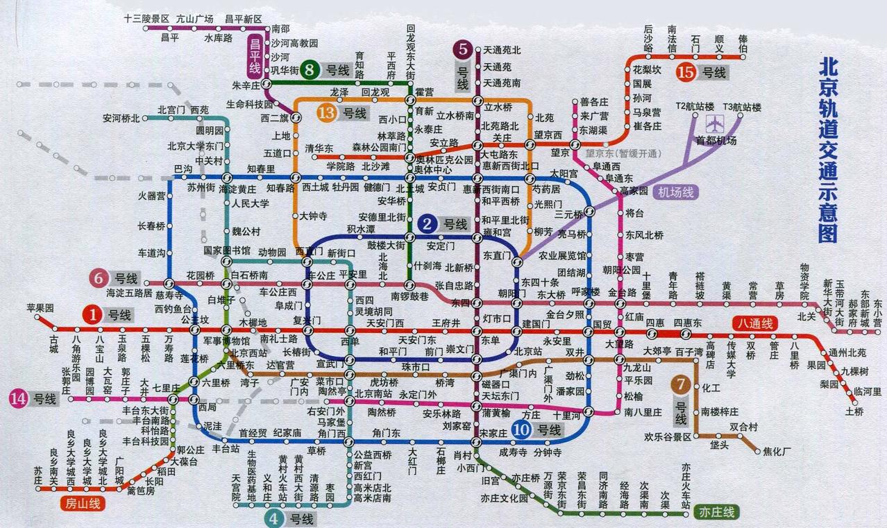 就在刚刚，我无意间看到了这张图，把我吓一跳，细看才知道，原来是北京的地铁图。我的