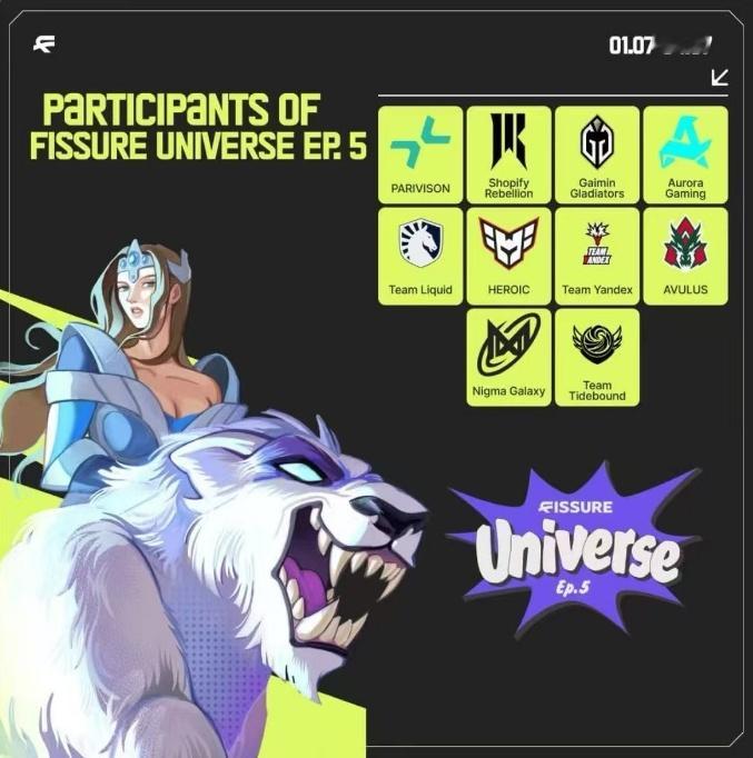 Fissure公布裂变宇宙EP5的8支直邀战队，缺席了PGL的PARI以及中国战