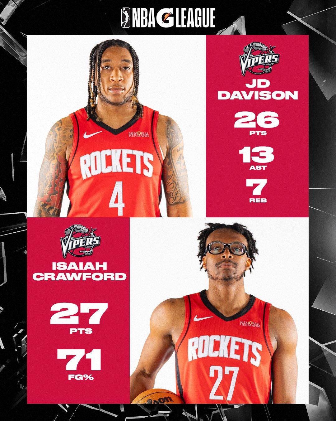 Dieπ！休斯顿雨姐JD·戴维森统治G联盟狂砍26分7板13助！11月1