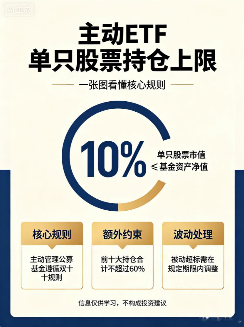 主动ETF核心要点~✅核心上限主动ETF属于主动管理公募基金，遵循公募双十规