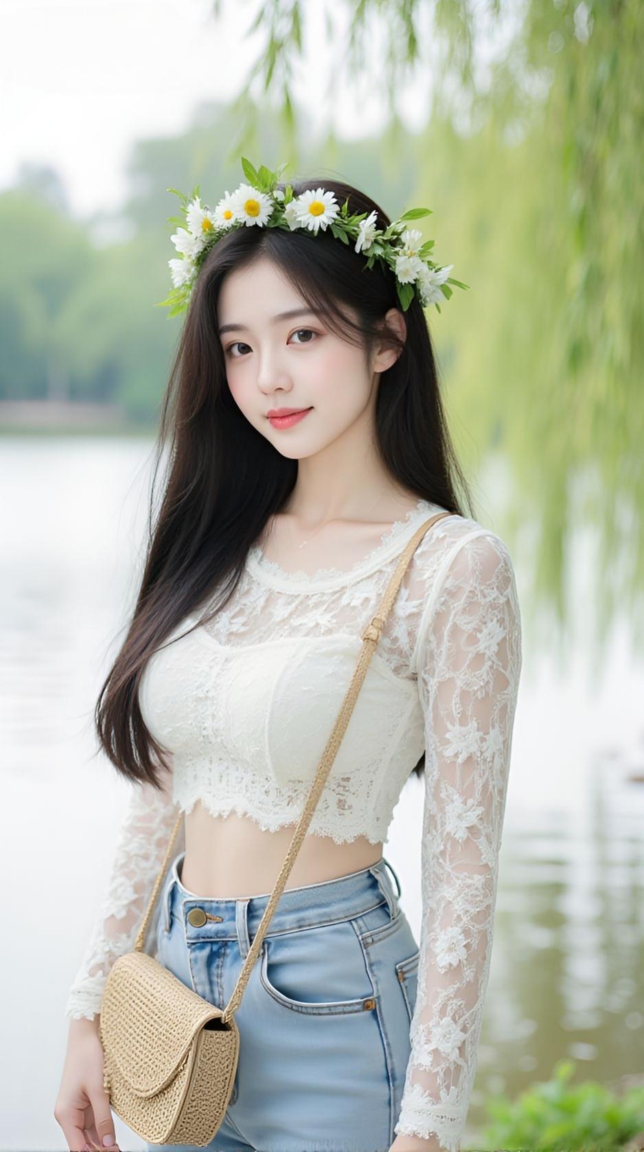 今日份OOTD：蕾丝+牛仔，是元气满满的春日少女呀！OOTD每日穿搭元气