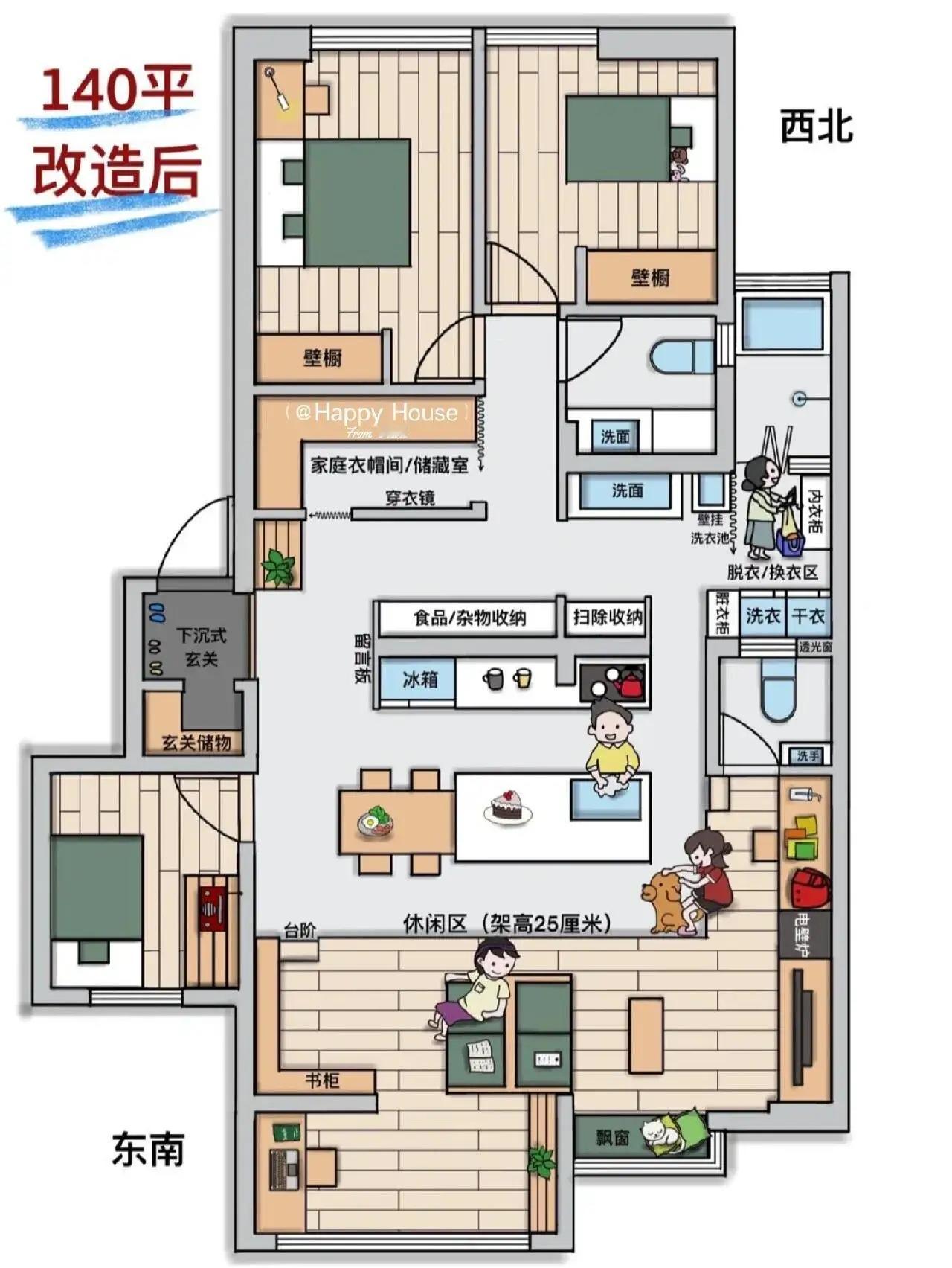 37岁，220平，和女儿两个人的家。房主37岁那年，和女儿搬进了这套220平