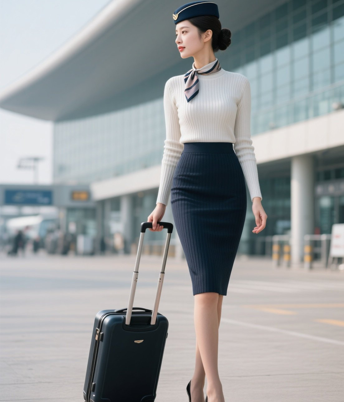 空姐美眉清新可人，甜美笑容暖化人心