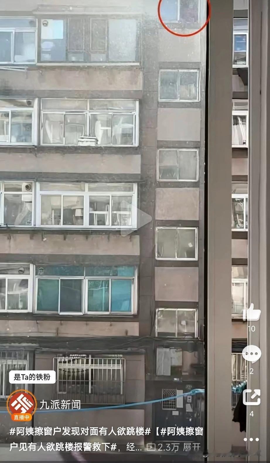 擦个窗户救条命！今天必须给大连这位史阿姨疯狂点赞！1月31日中午，史阿姨