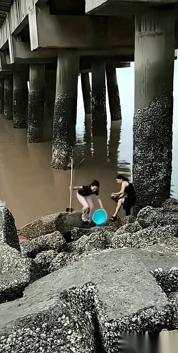 刚把那条大鱼拖上岸，俩人还合计着，晚上是清蒸还是红烧呢。下一秒，鱼“诈尸”了。