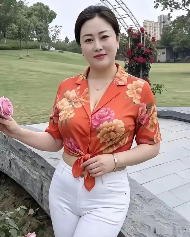 清江引·持花闲伫红衫缀艳花正好，浅握芳苞俏。风柔草色青，笑暖春光绕，闲