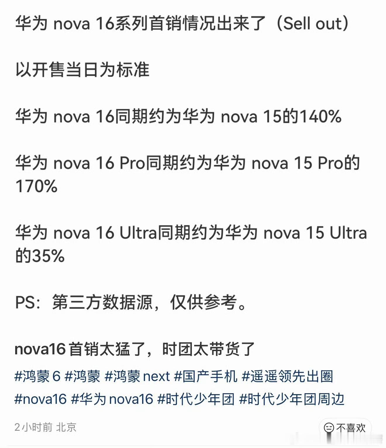nova16首销太猛了，时团太带货了