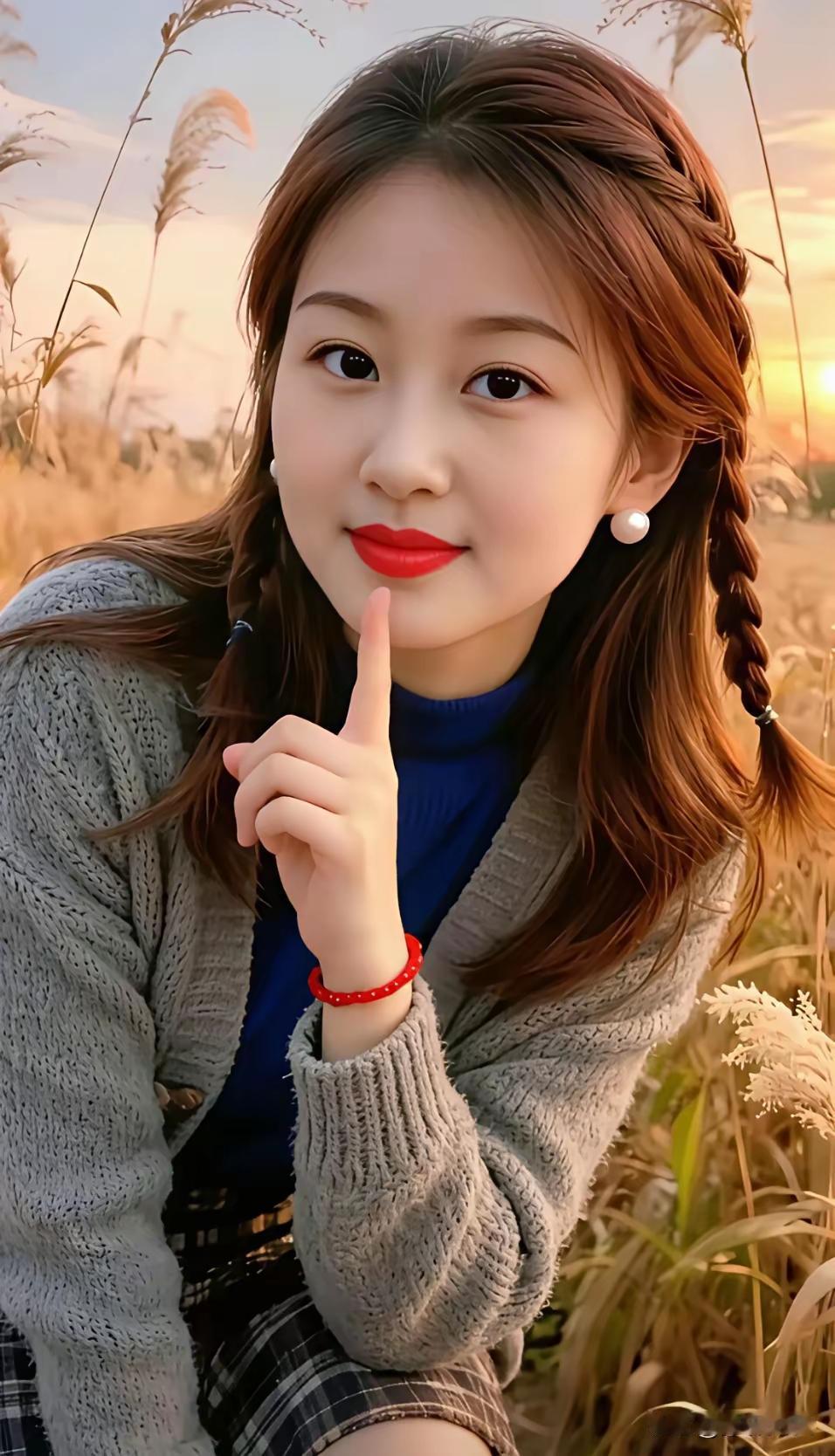 少女心满满，夕阳下的甜美瞬间🌸💖