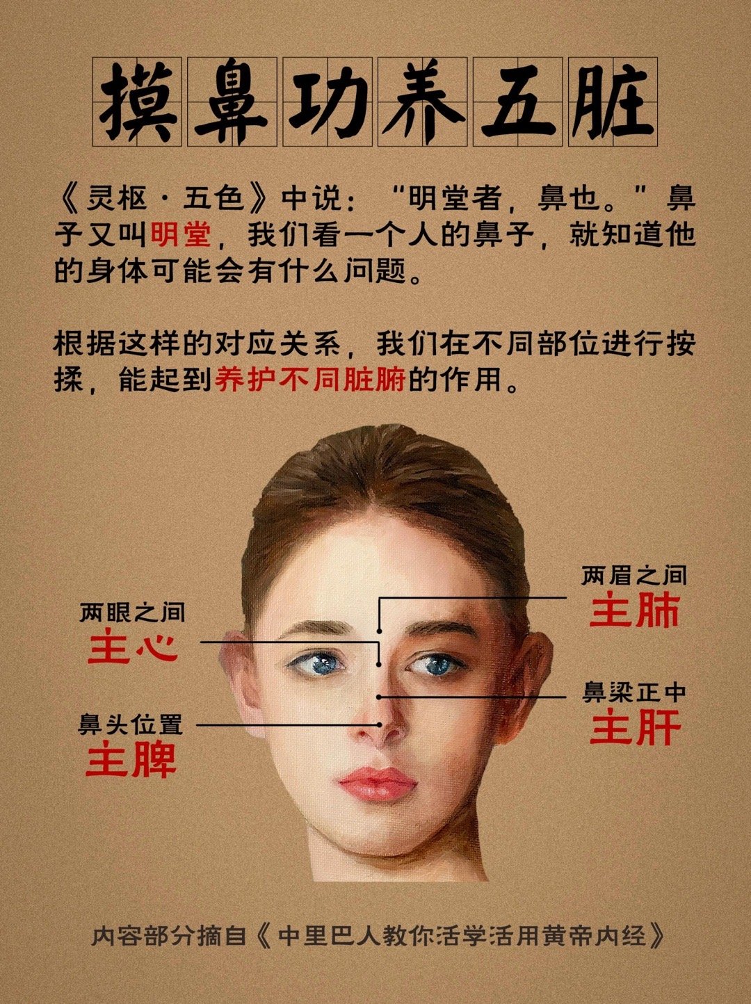 每天这样捏捏鼻子👃🏻，就是在养五脏《灵枢·五色》中说：“明堂者，鼻也。”鼻子
