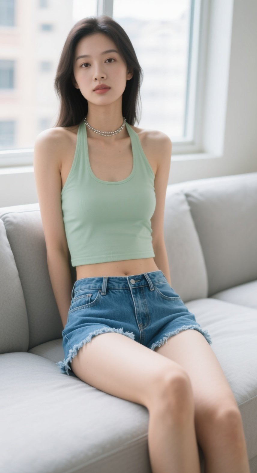 气质少妇端坐，居家大片尽显从容