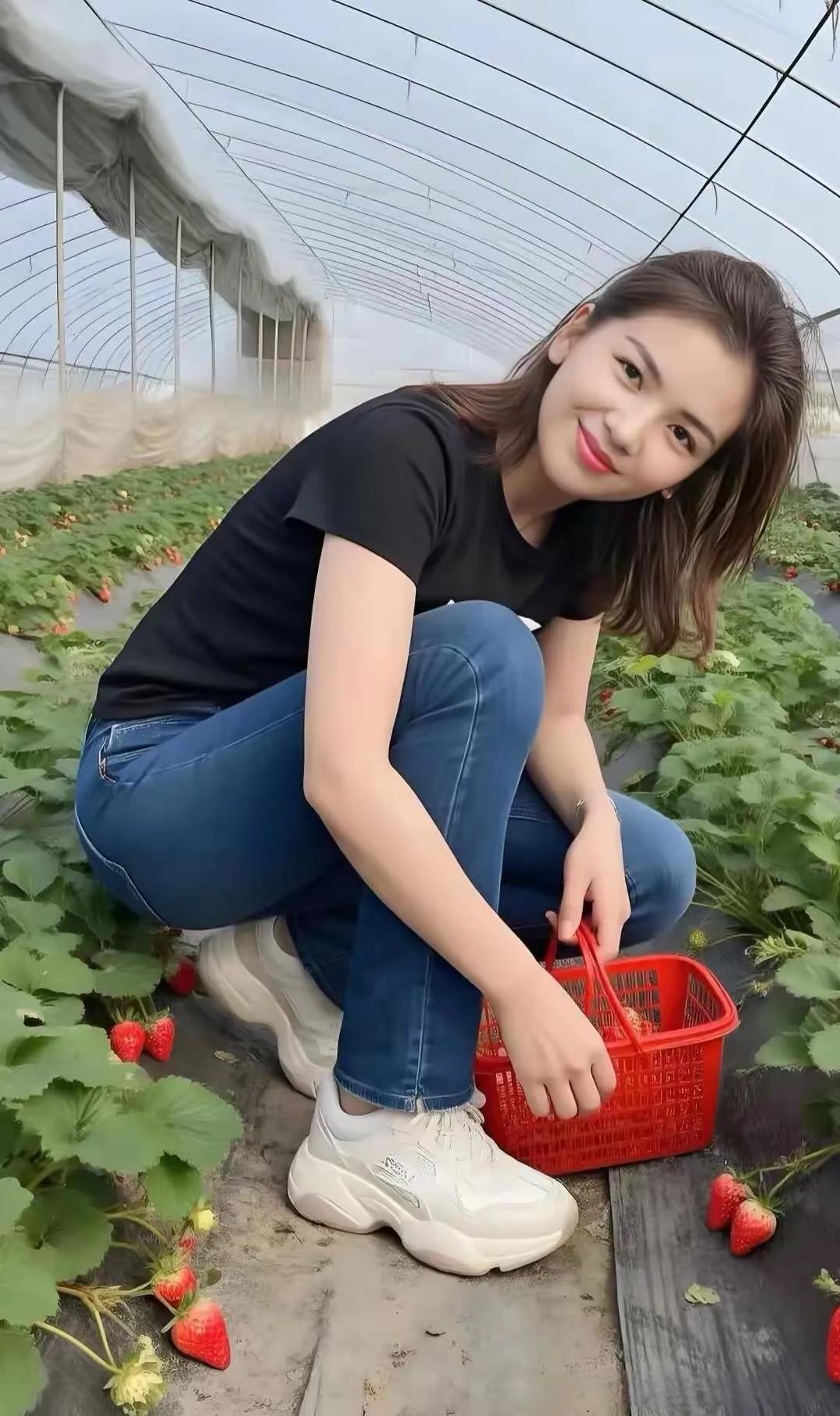刘涛，摘草莓！