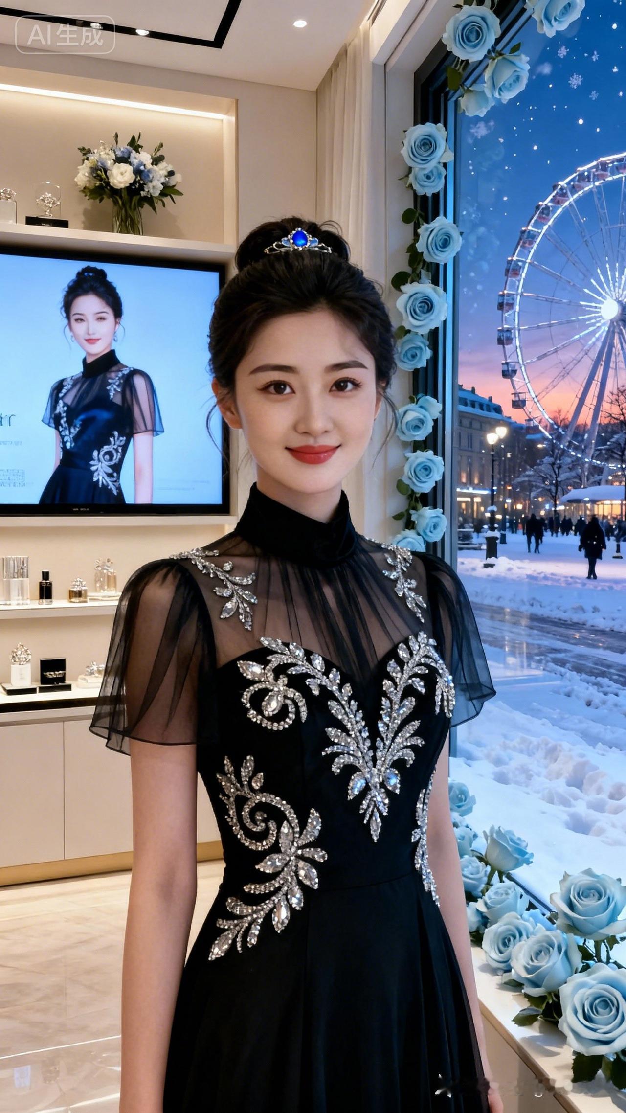 优雅黑裙，梦幻雪景，仙女风十足！💃🌨️✨