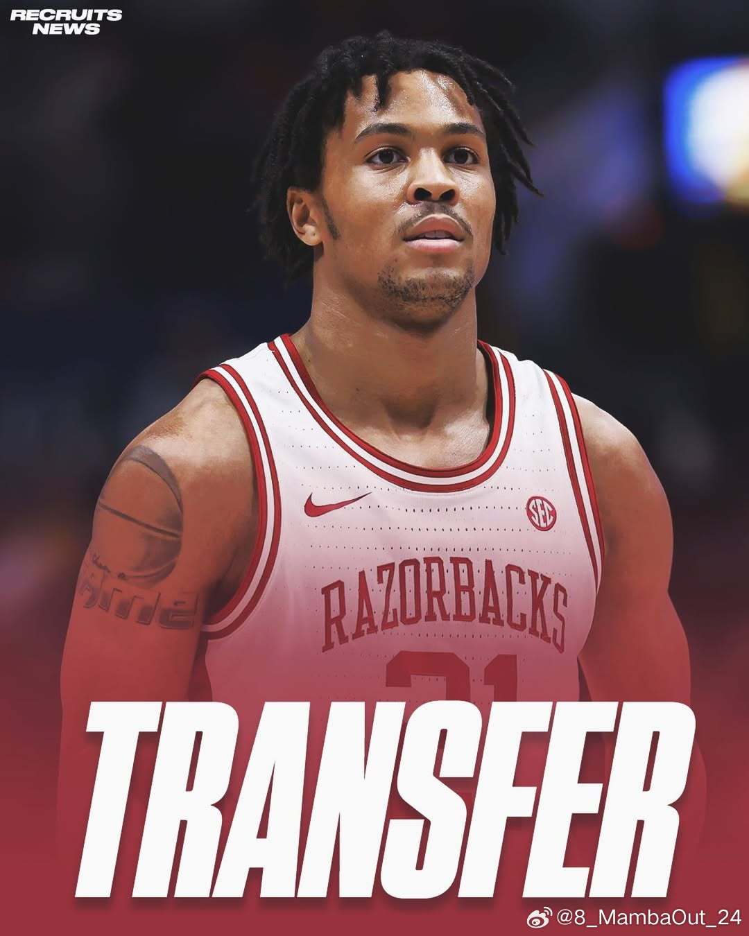 阿肯色大学后卫DJ·瓦格纳(DJWagner)将进入转学窗口这位身高6尺4寸（