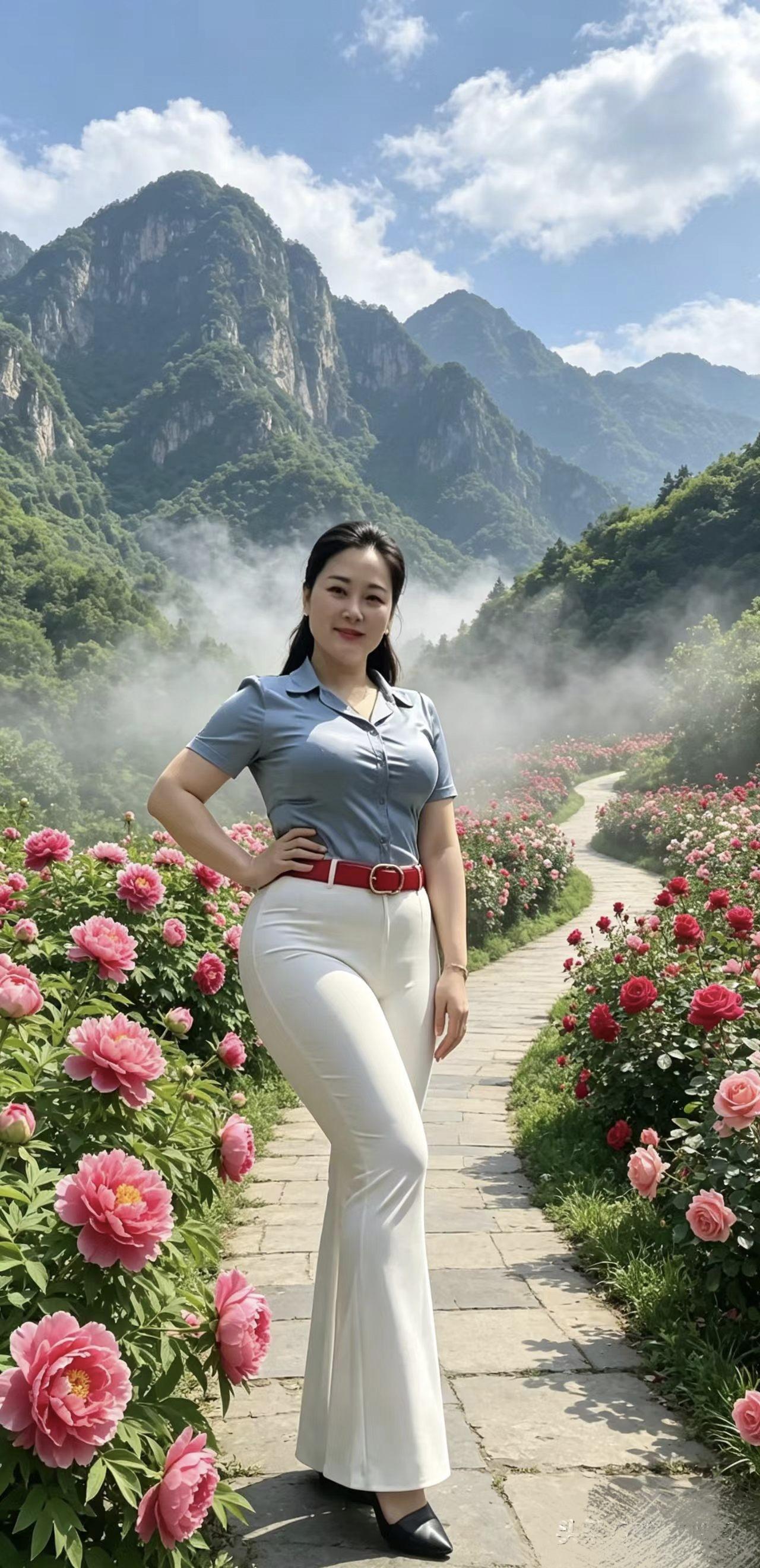 深山花径，藏着一整个温柔春日我沿着石板小路慢慢往山谷深处走，牡丹开得热烈饱