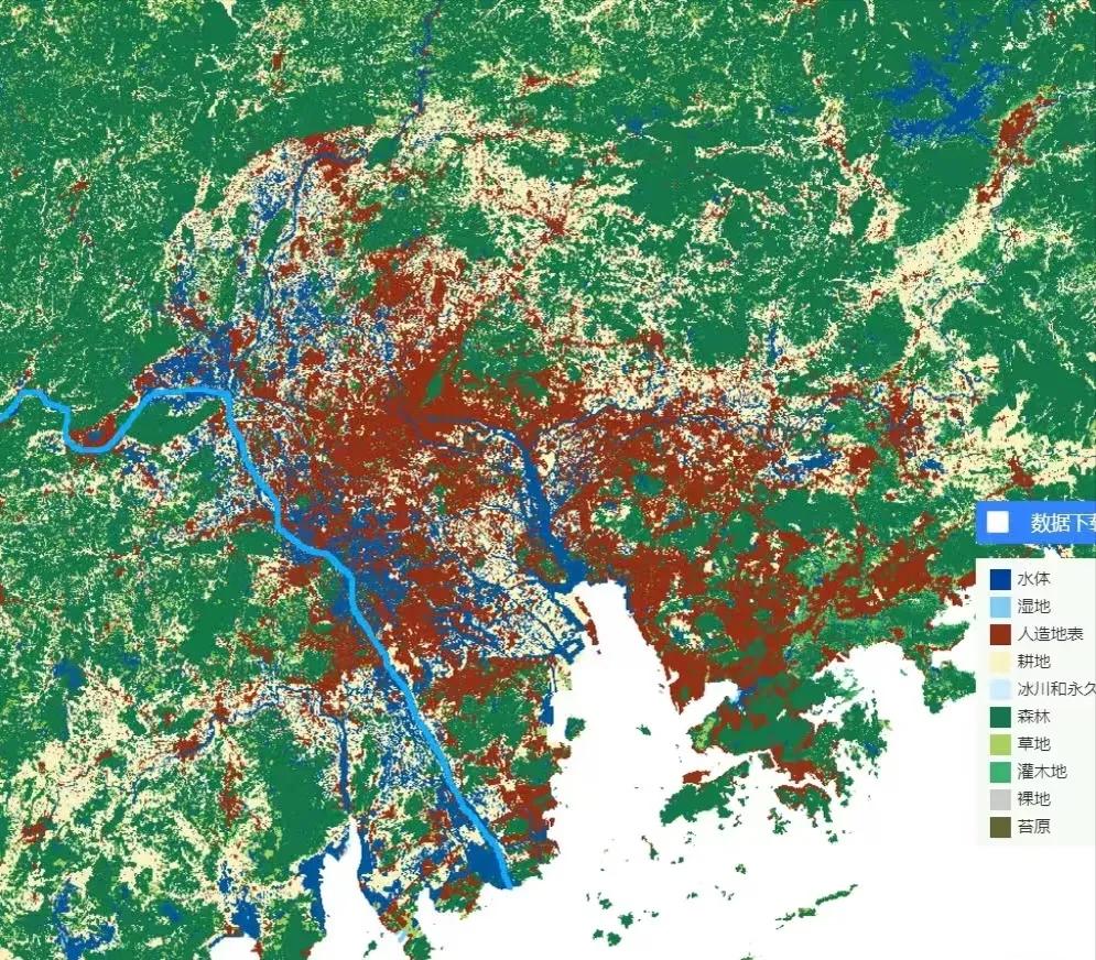 两大三角洲建成区对比，珠三角太牛了！整个珠三角地区几乎无缝连成一片！‌