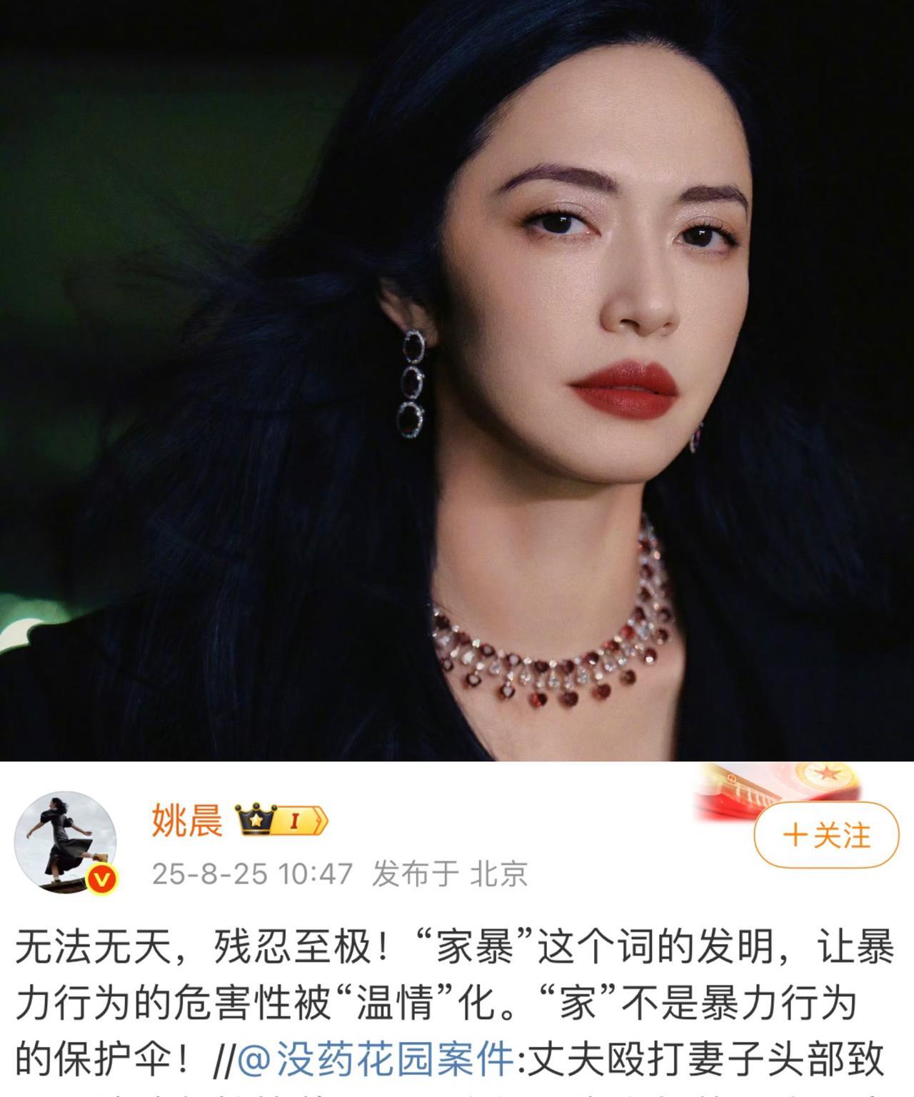 舆论上顶！姚晨向河北家暴命案开炮，直接撕破“家暴”这块遮羞布。痛斥：别再用“