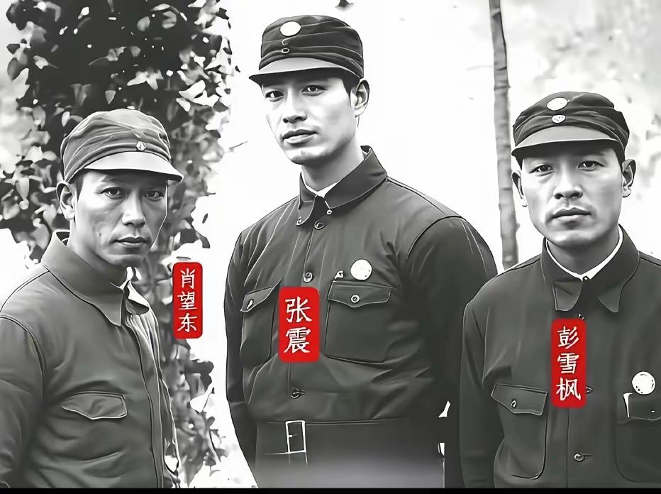 40年代，三位八路军新四军将领，左起肖望东、张震、彭雪枫三人一起合影，战地记者拍