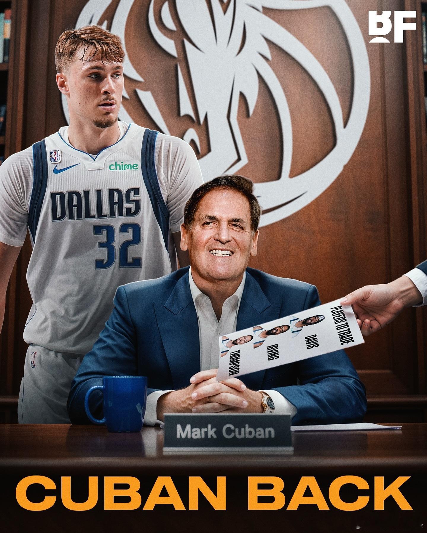 马克·库班重返达拉斯决策层，独行侠天亮了👀据SportsIllustrate