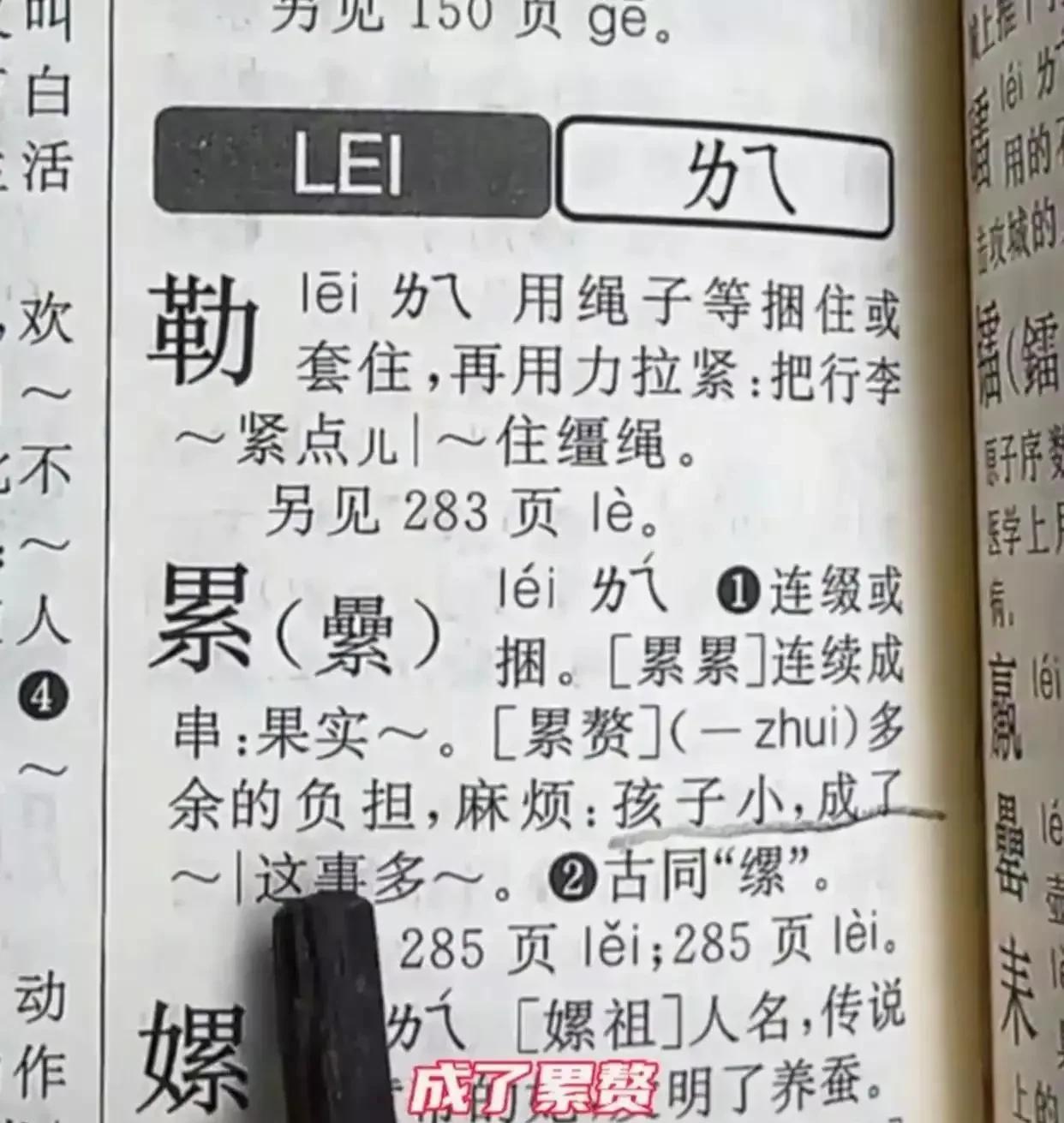 我认为“孩子小，成了累赘”，这句话放在字典里肯定是不妥的。我始终认为孩童阶段，多
