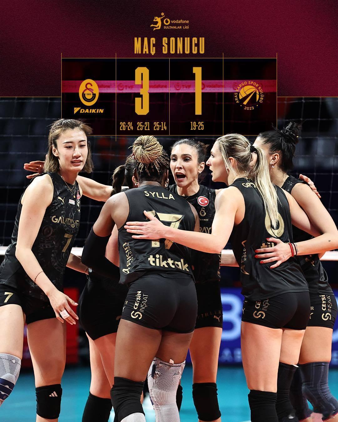 王媛媛国际排坛动态土超女排5/6名排位赛第二场：加拉塔萨雷3-1（26-24/