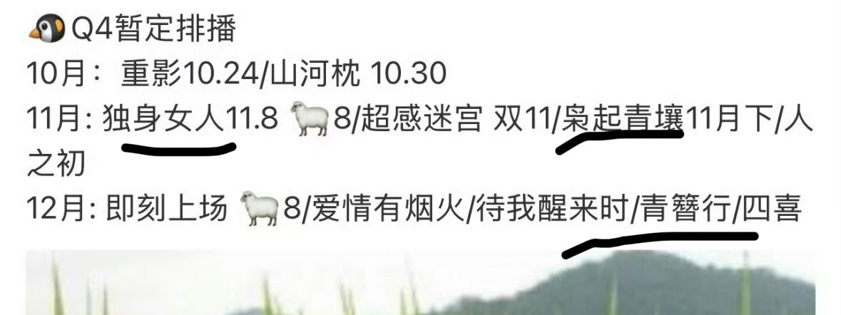 🐧的大剧都要来了枭起青壤、独身女人、人之初但是青簪行竟然也要来了，能上哇？​