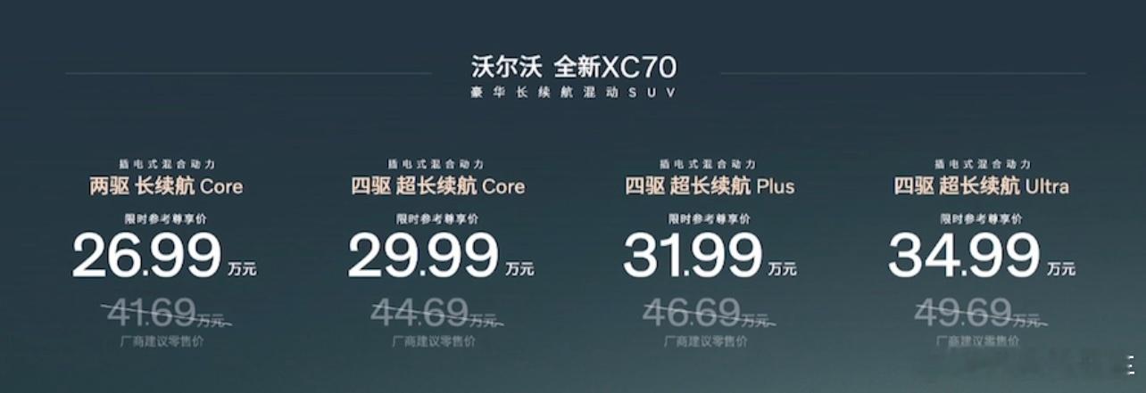 XC70掀起豪华混动反击战今晚的XC70价格只是一层表象，调整后的沃尔沃中国