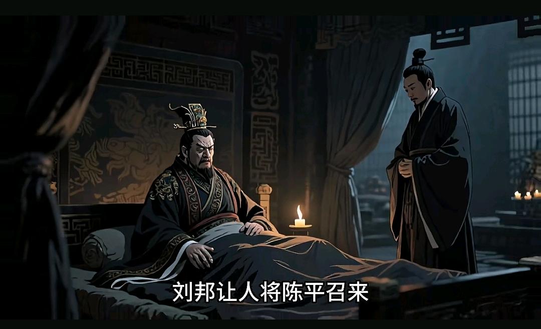 刘邦去世前，把陈平和周勃叫到床前，咬着牙说：“陈平，你立刻载着周勃去樊哙军中。周