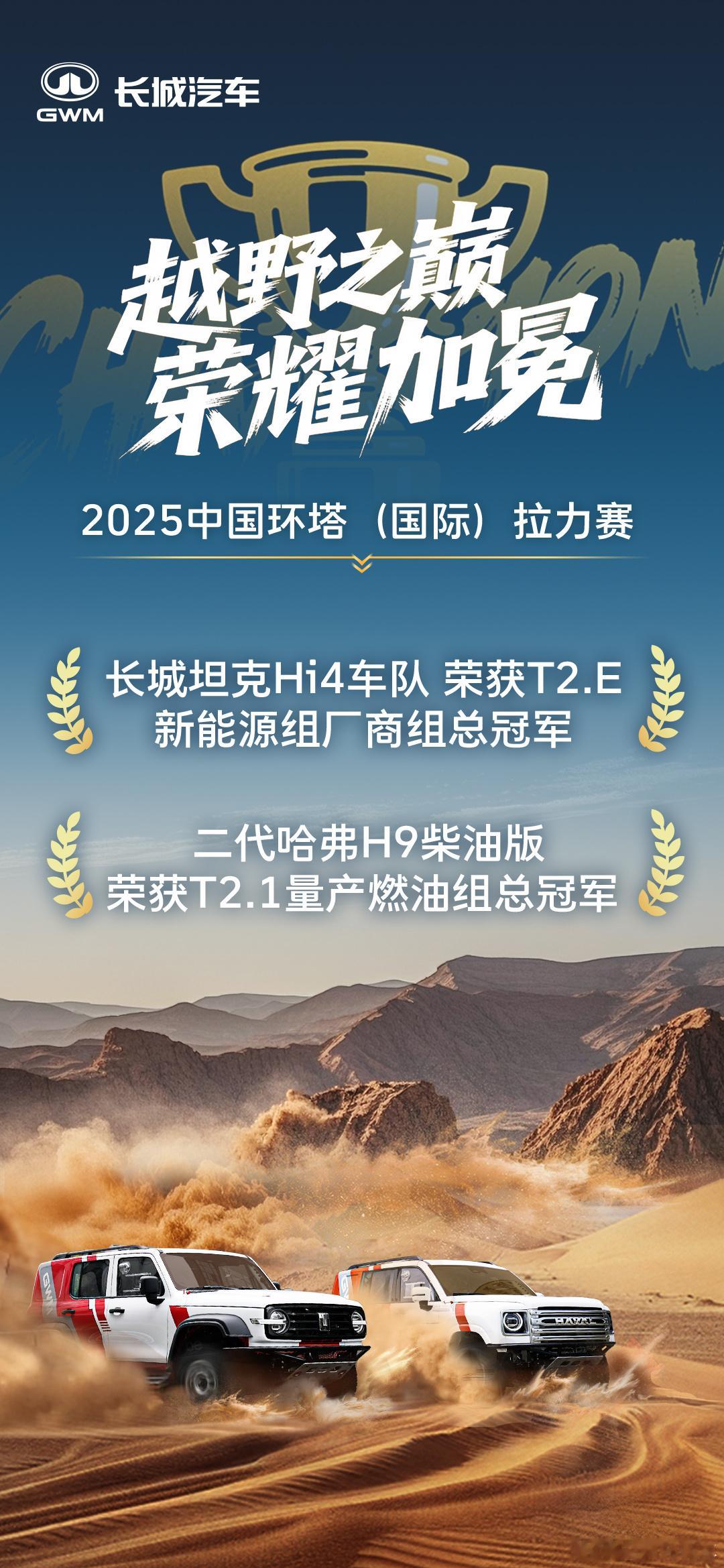 总冠军，不止一个！长城汽车以量产之躯征服环2025中国环塔国际拉力赛。长城坦克