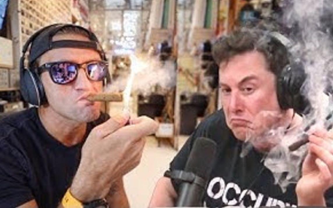 马斯克跟着男子抽烟，烟雾缭绕，跟着女子喝美酒，享受岁月静好。人就是这样，跟着的人