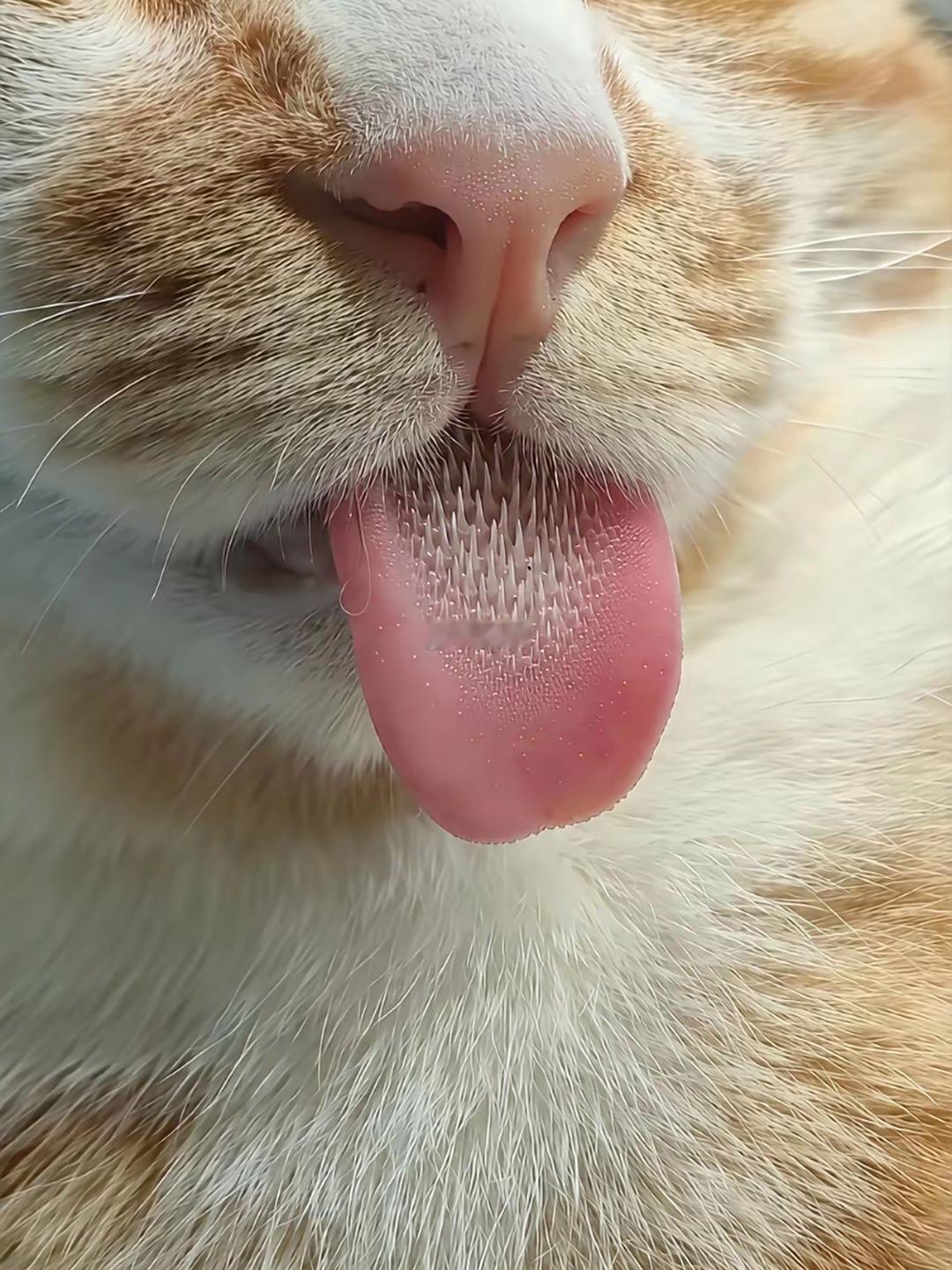 原来小猫咪舌头上是带刺的