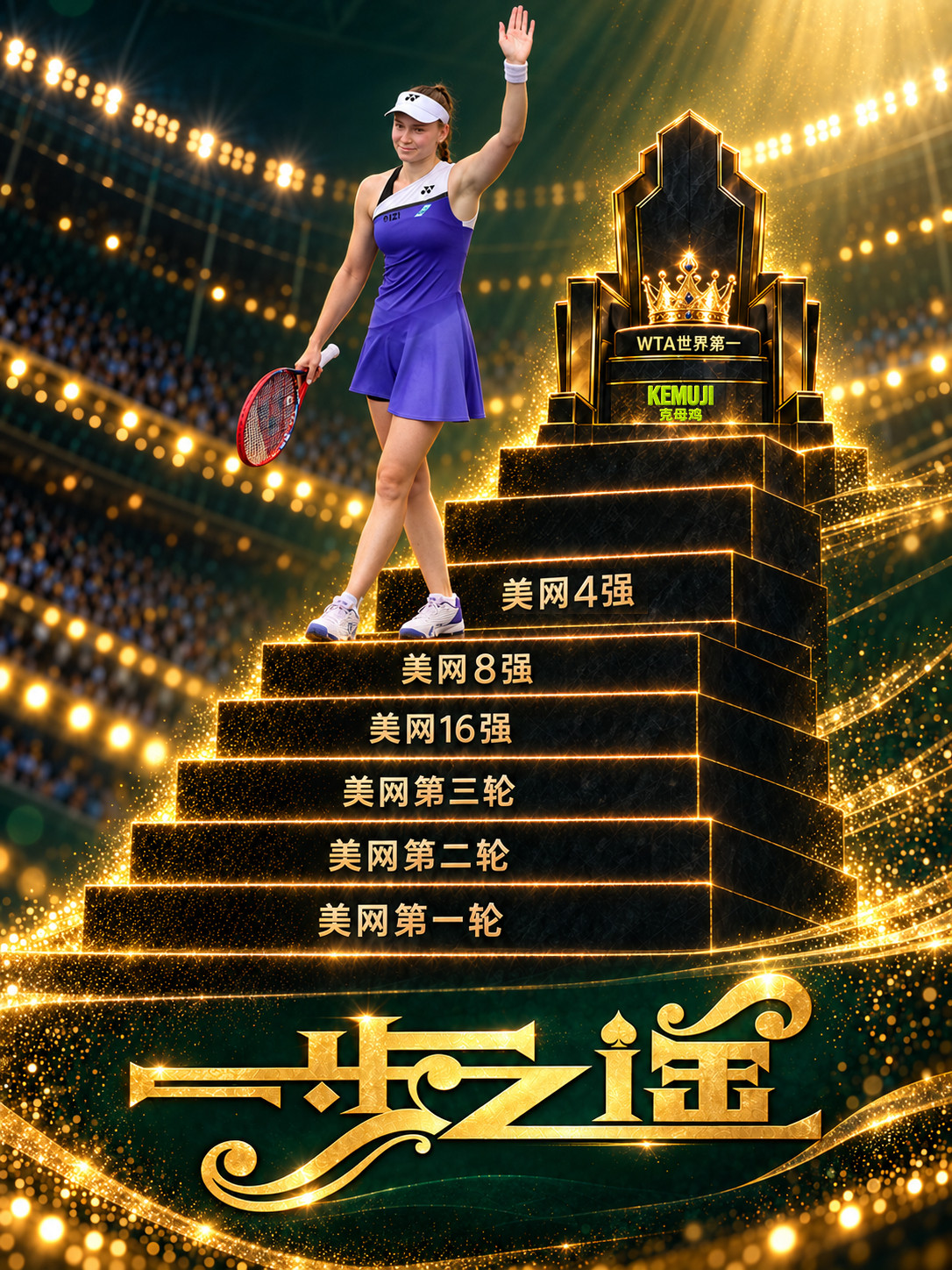 美网女单第四轮，莱巴金娜6-1/6-4速扫大坂直美，首进赛会八强，距离世界第一仅