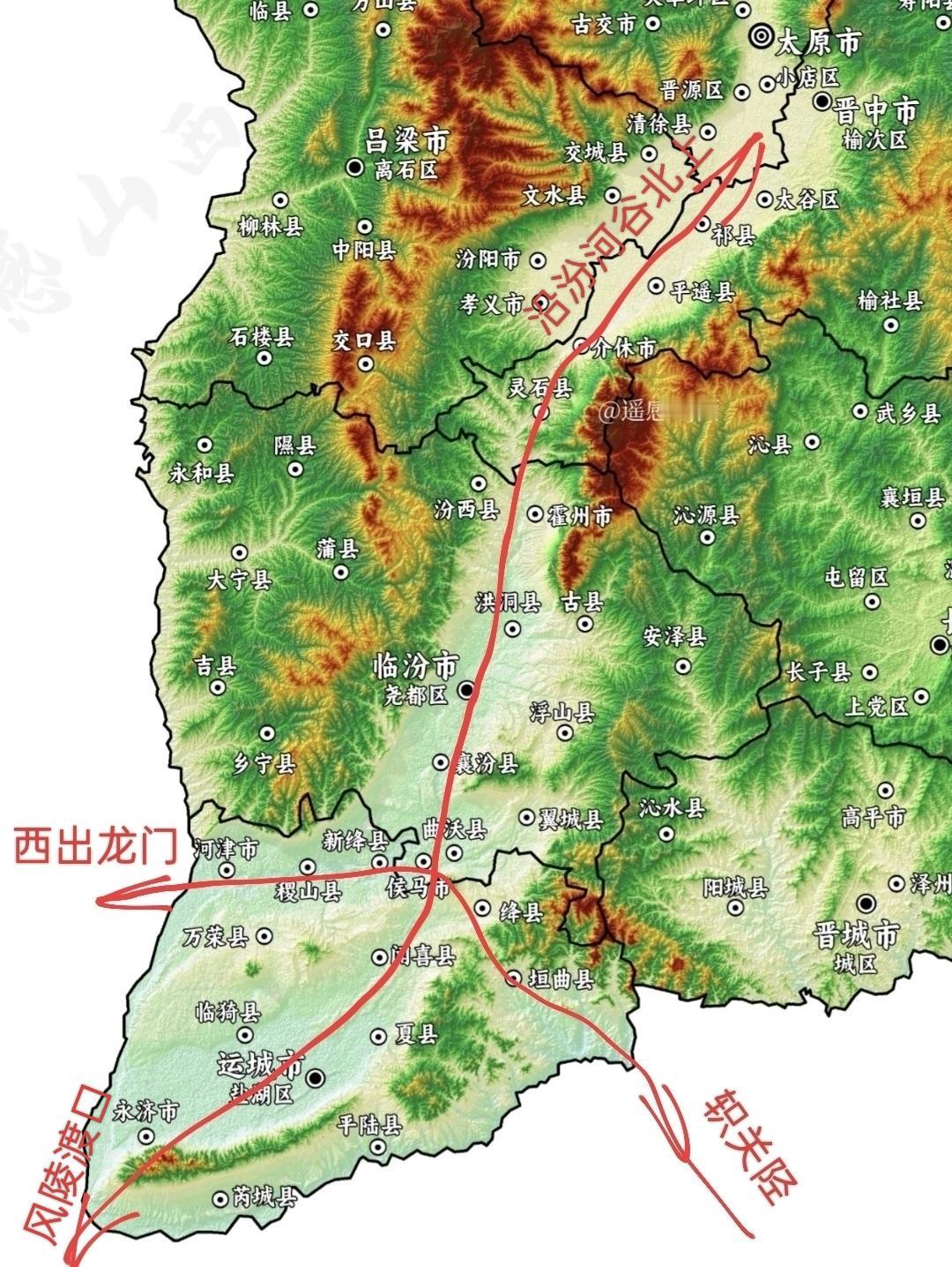“表里山河”的山西，左边太行山，右边吕梁山，南北走向的汾河河谷到了这里，两边的大