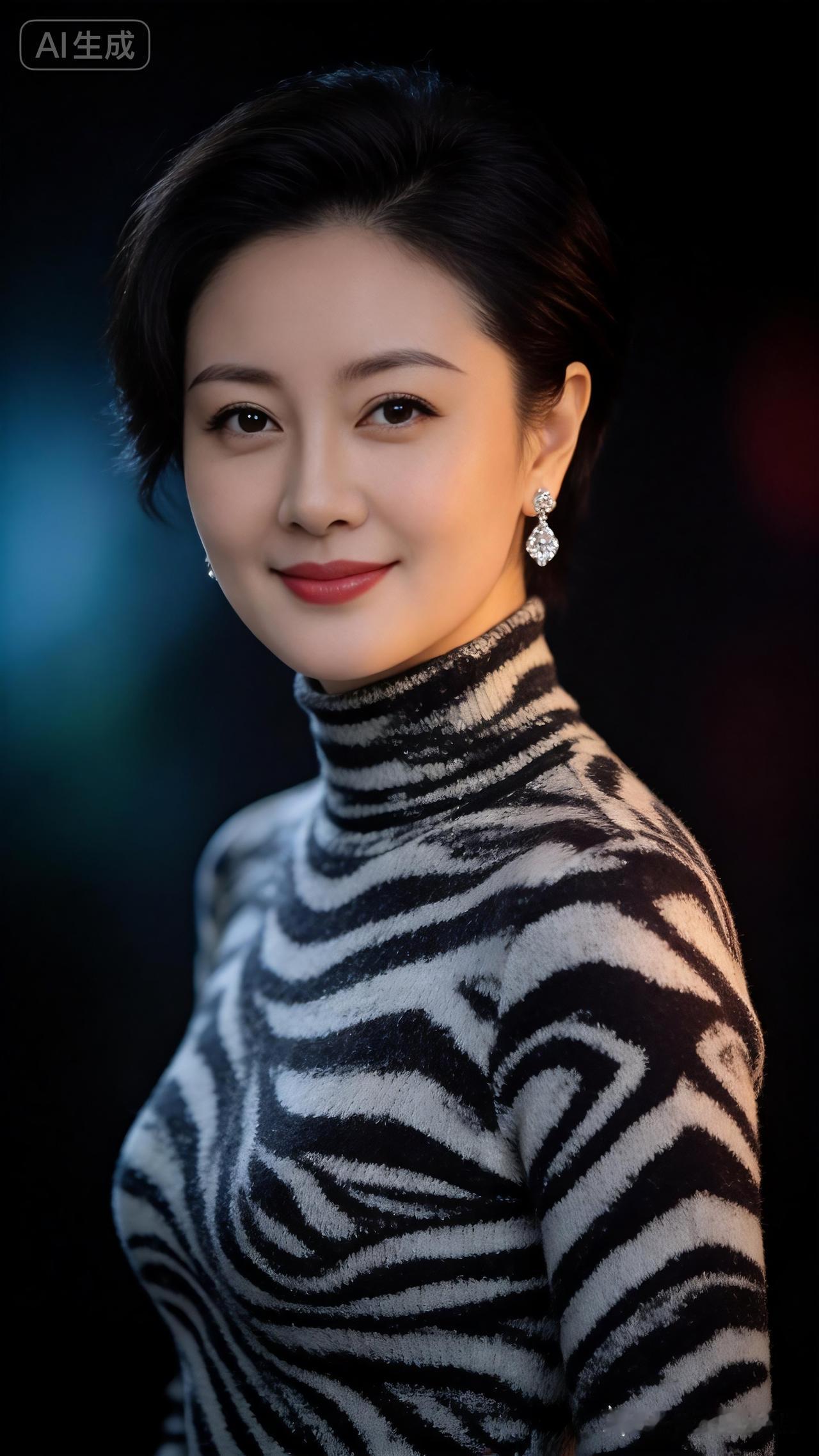 优雅黑白色调，闪耀耳环，气质女神风范