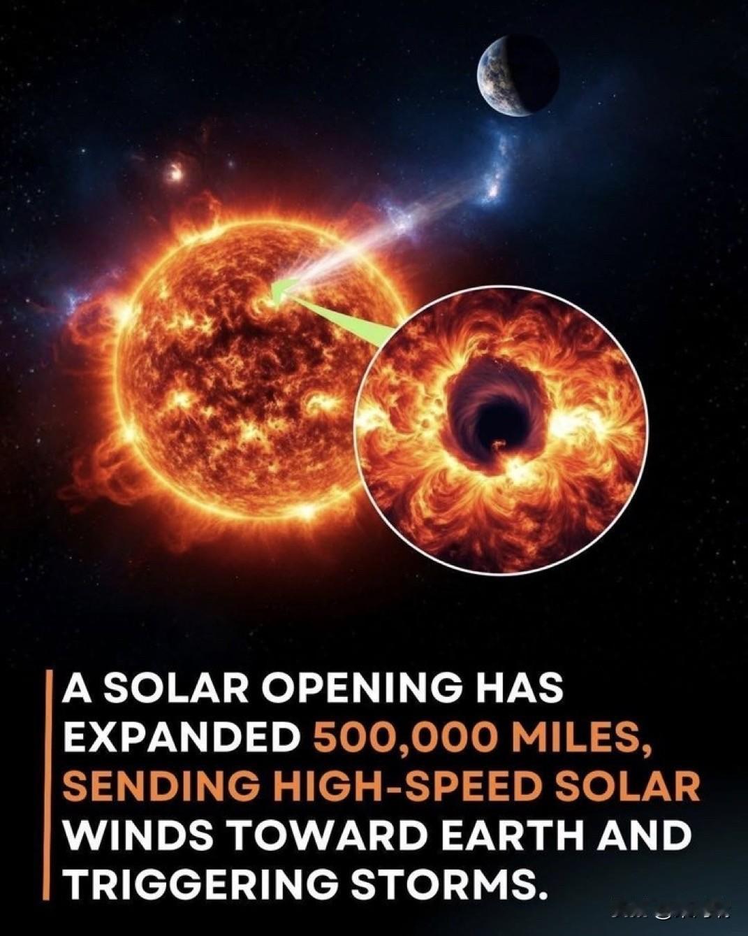 来自太阳的警告？一个长达50万英里的太阳“开口”正在向地球发射某种东西……太