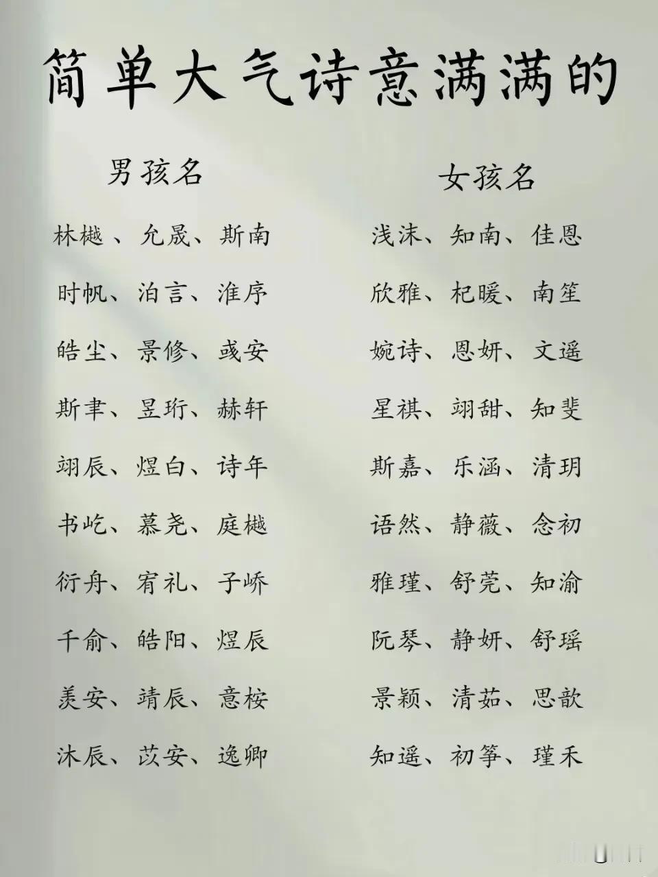 简单大气诗意满满的男孩名女孩名男孩名（简单大气·诗意悠长）-景行：取自“