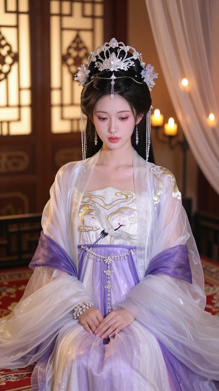 穿越时空的古典美人，一袭华美的汉服，宛如画中仙子。