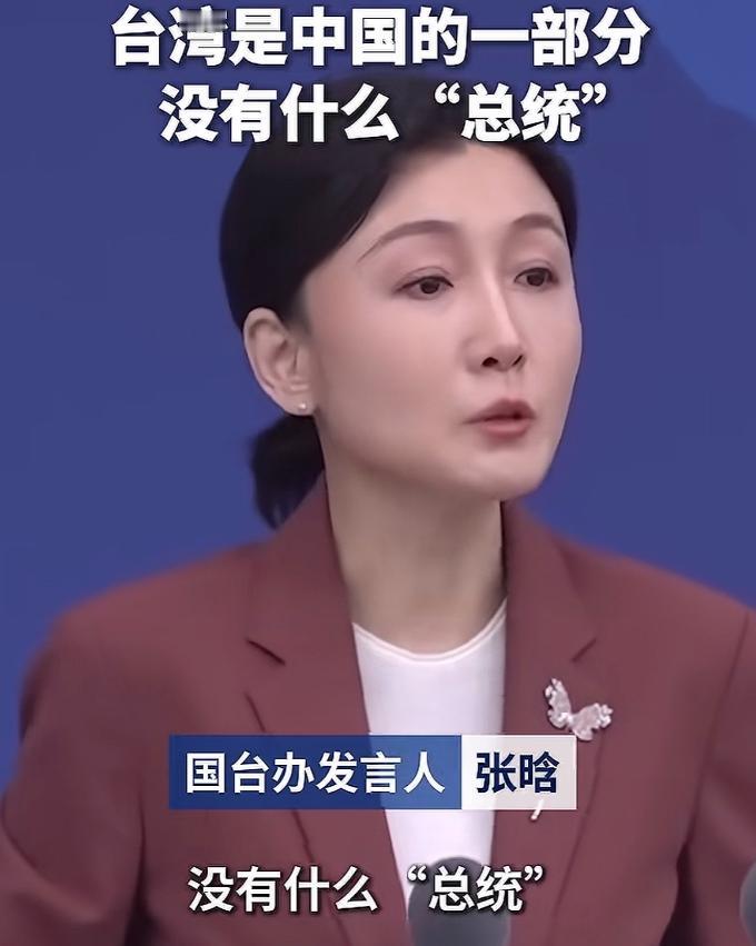 这气场绝了！面对记者的提问，听到他口中所谓的“台湾总统”时，张晗最直接本