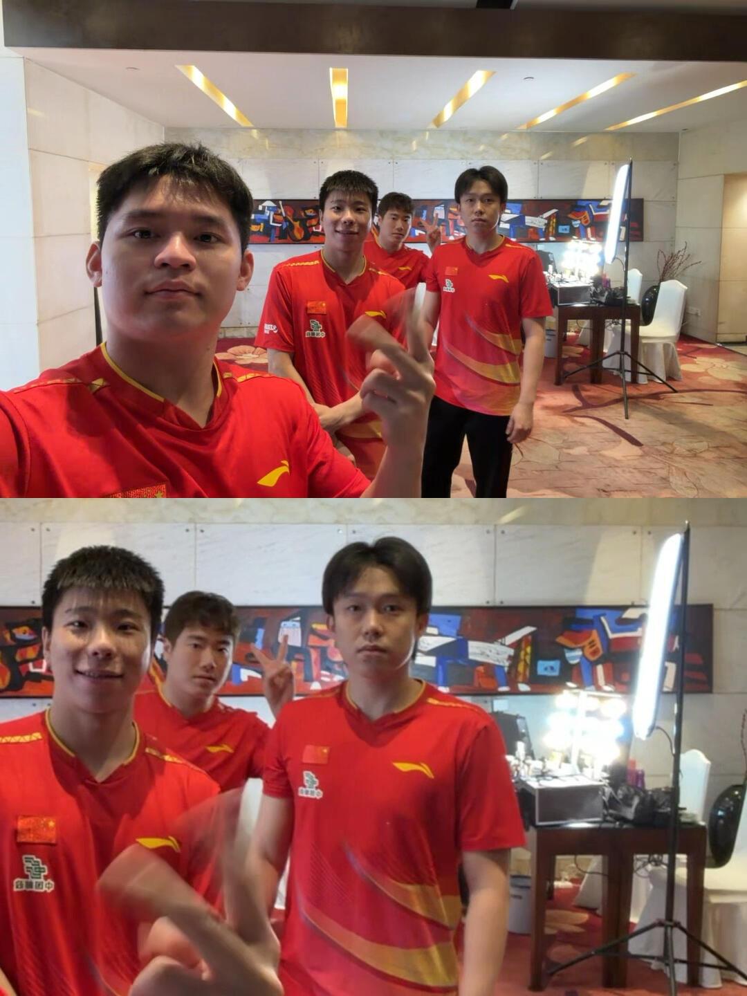 拍照的那一天，大胖，小石头都呆呆的，也很呆萌，但是很开心，小石头比划剪刀手，自娱