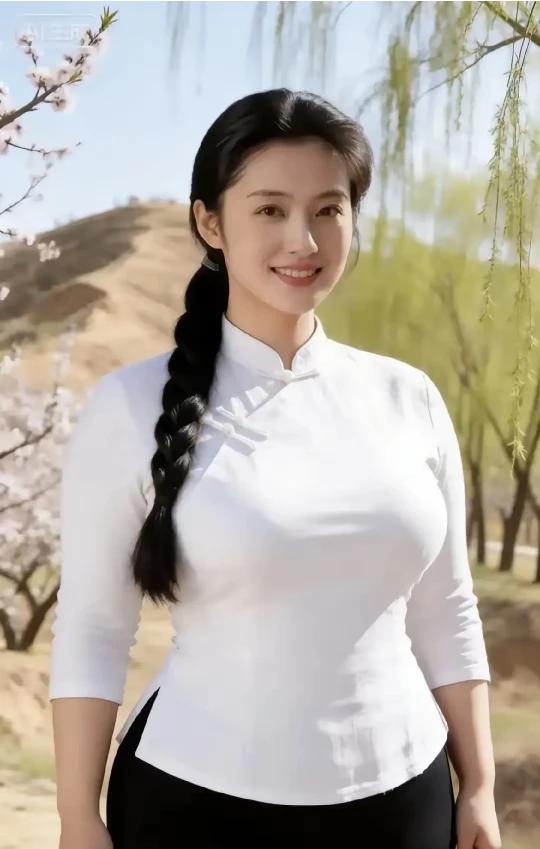 美女独自游长城，皆疑仙女下凡尘。莫道关山行路远，凌波微步若游龙。