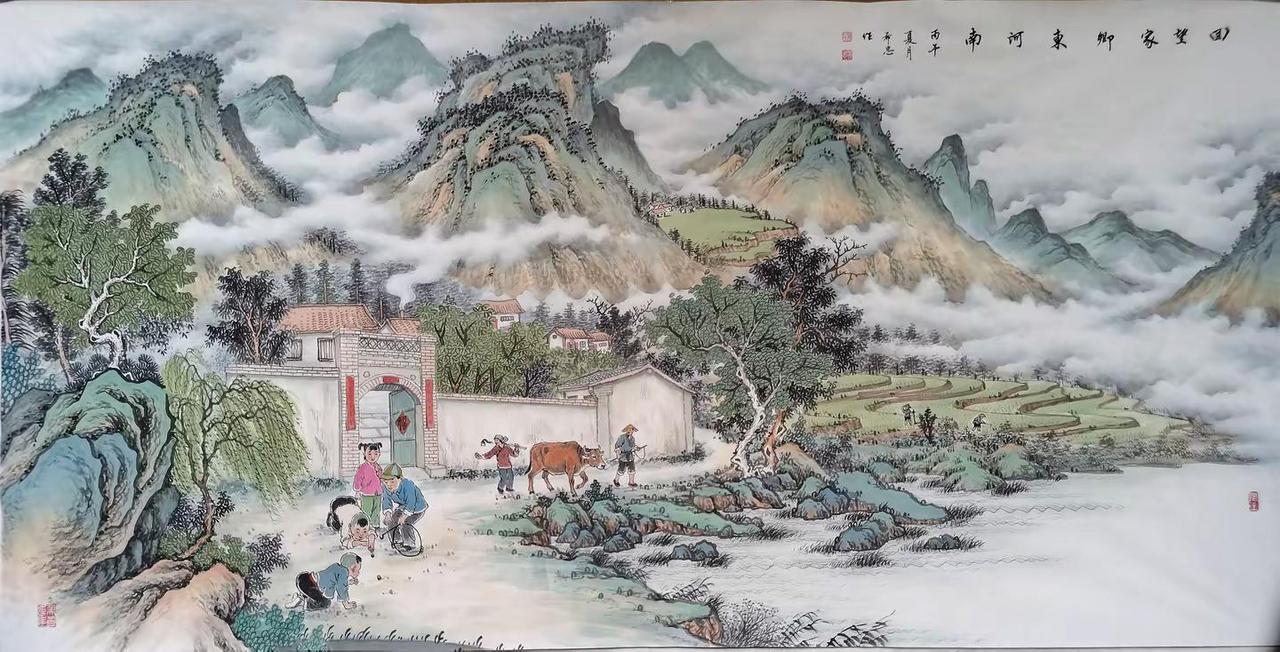 客户订制作品完成。四尺山水国画山水古画穿越时空手绘国画带你走进古画里水墨写