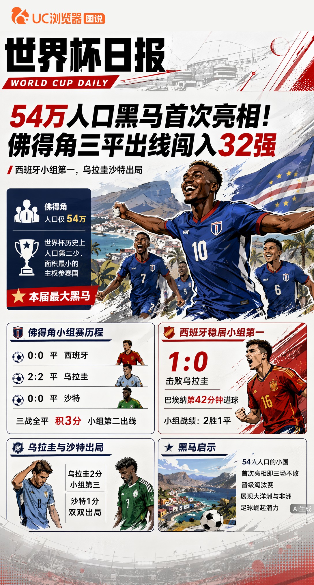 54万人口黑马首次亮相！佛得角三平出线闯入2026世界杯32强