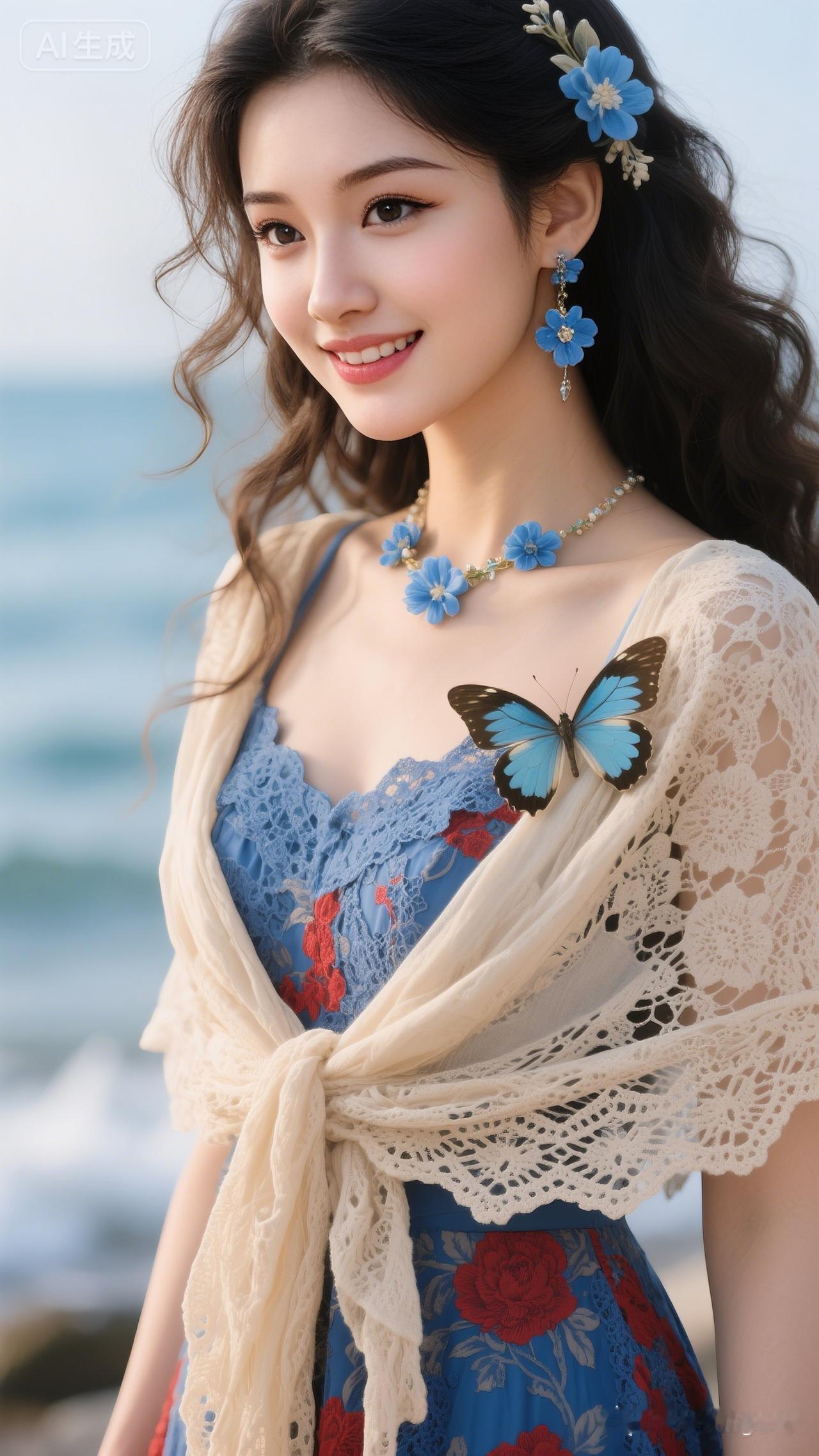 专业真人精致写真，绝色佳人气质温婉，肌肤白皙细腻莹润。慵懒微卷长发搭配精致发饰，
