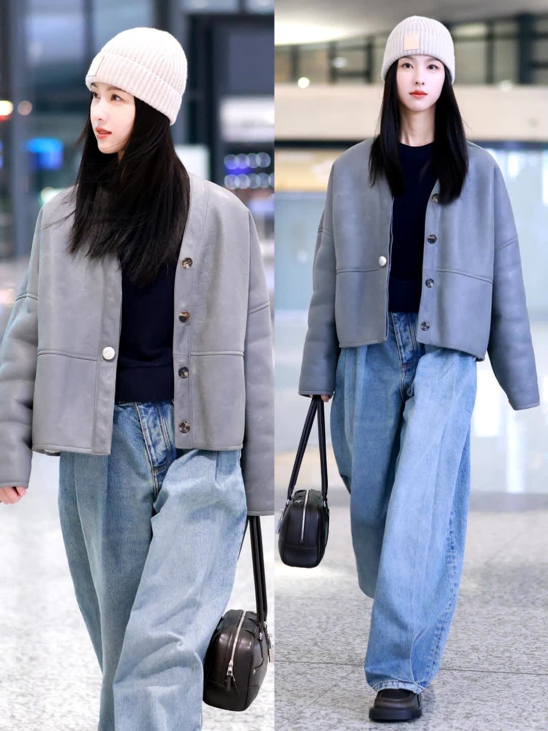 陈都灵出发国外，这套又被种草了！！陈都灵今日一身罗意威🔵系休闲风穿搭出国，舒