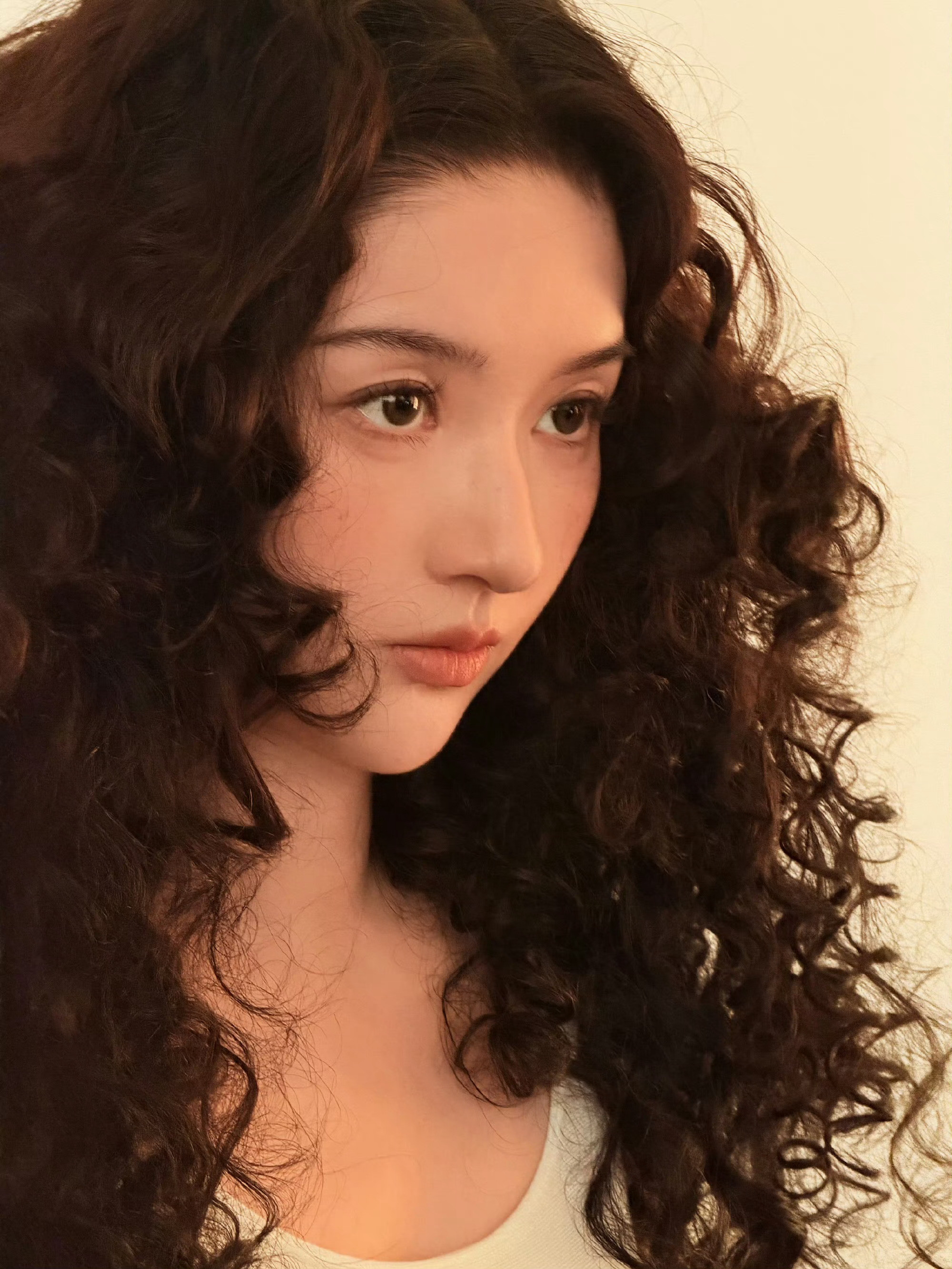 王玉雯铁证开机王玉雯羊毛卷长发掉落美照羊毛卷复古感拉满了，粉雾腮红漫在瓷白肌肤