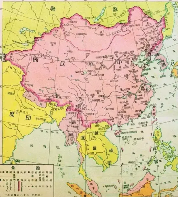 清朝巅峰实控面积约为1400万平方公里，留给中华民国约为1100万平方公里。