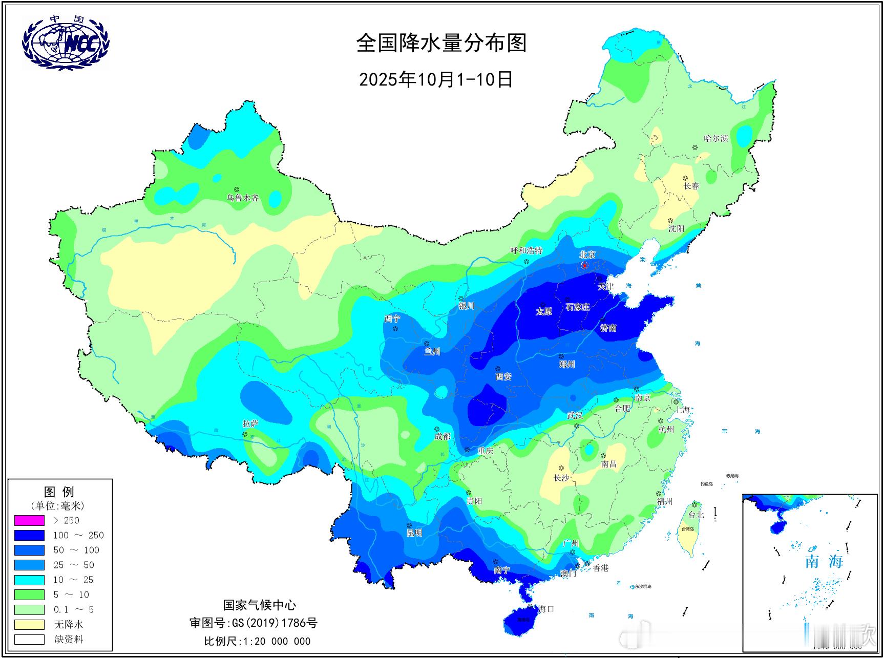 【降水回顾和展望】今年10月上旬，副热带高压异常偏强偏北。在副热带高压南北侧，华