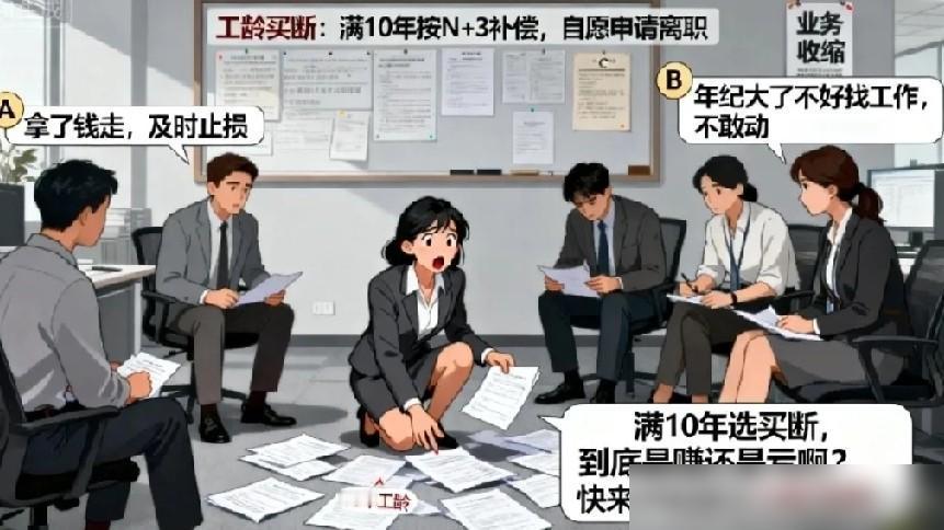 单位突然宣布工龄买断，核心就一条：满10年工龄，按N+3补偿，自愿申请离职！