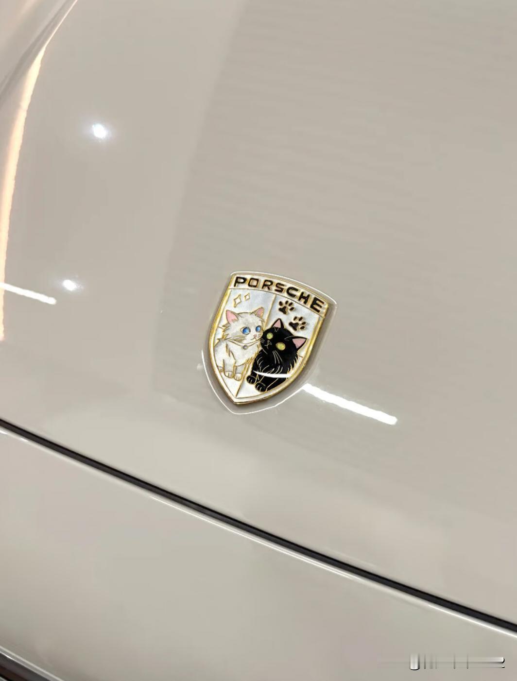 白猫与黑猫，把我的小猫定制在车上啦改痛车我唯唯诺诺，改车标我说改就改[大笑]